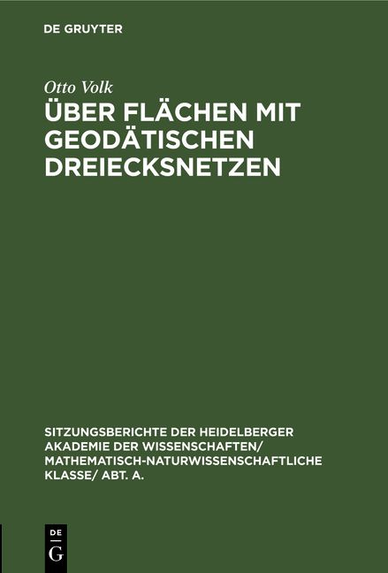 Produktbild: &Uuml;ber Fl&auml;chen mit geod&auml;tischen Dreiecksnetzen
