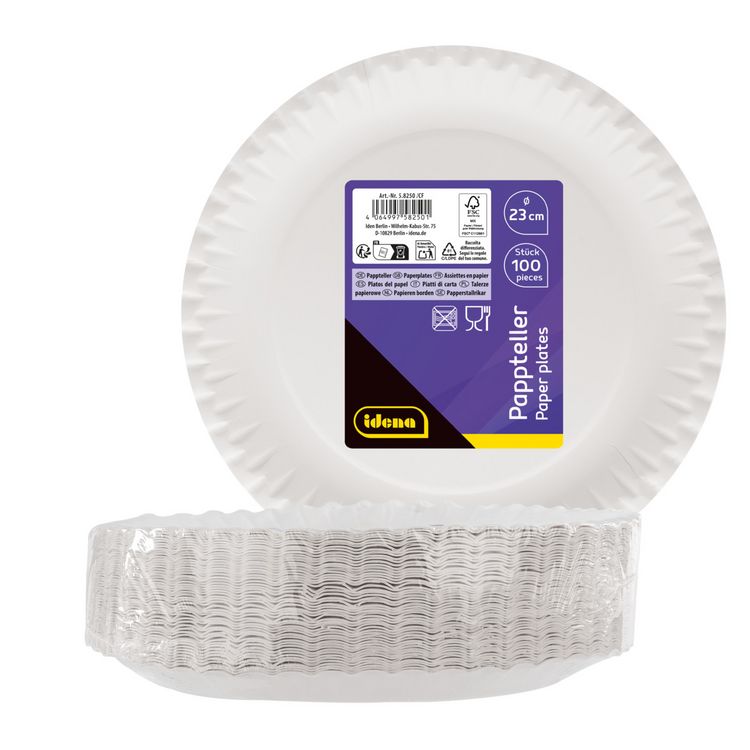 Produktbild: Idena Pappteller wei&szlig; &Oslash;23cm 100 St&uuml;ck