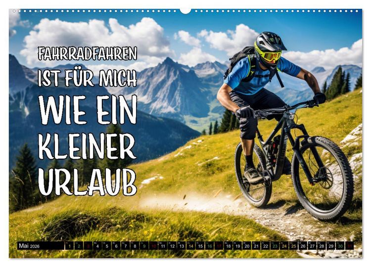 Produktbild: Faszination Fahrrad - coole Spr&uuml;che (Wandkalender 2026 DIN A2 quer), CALVENDO Monatskalender