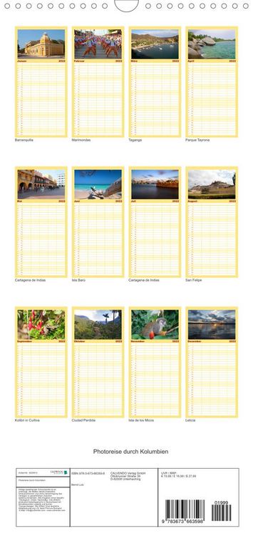 Produktbild: Familienplaner Photoreise durch Kolumbien (Wandkalender 2022 , 21 cm x 45 cm, hoch)