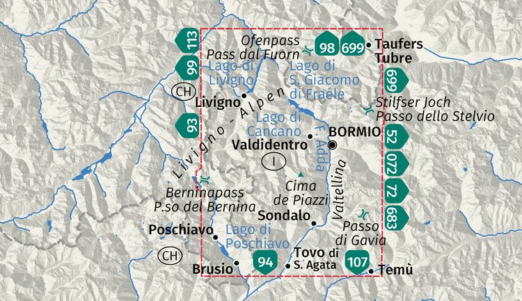 Produktbild: KOMPASS Wanderkarte 96 Bormio, Livigno, Alta Valtellina 1:50.000