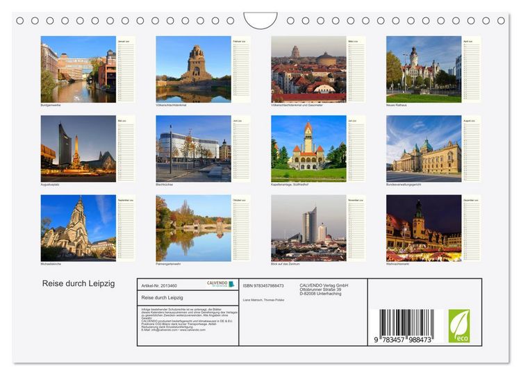 Produktbild: Reise durch Leipzig (Wandkalender 2026 DIN A4 quer), CALVENDO Monatskalender