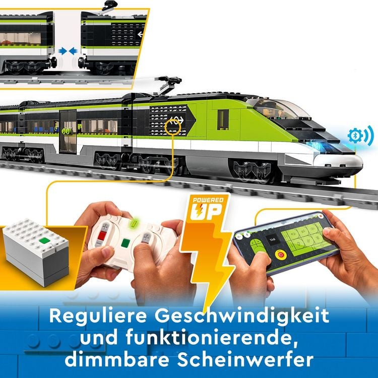 Produktbild: LEGO City 60337 Personen-Schnellzug, Spielzeug-Eisenbahn, Set mit Schienen