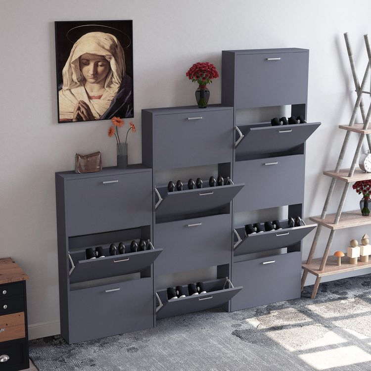 Produktbild: Holz Regal Schuhschrank Schuhkipper Sulos M