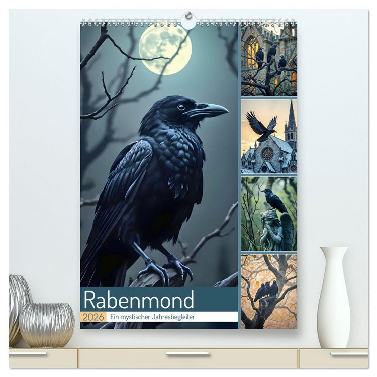 Produktbild: Rabenmond - Ein mystischer Jahresbegleiter (hochwertiger Premium Wandkalender 2026 DIN A2 hoch), Kunstdruck in Hochglanz