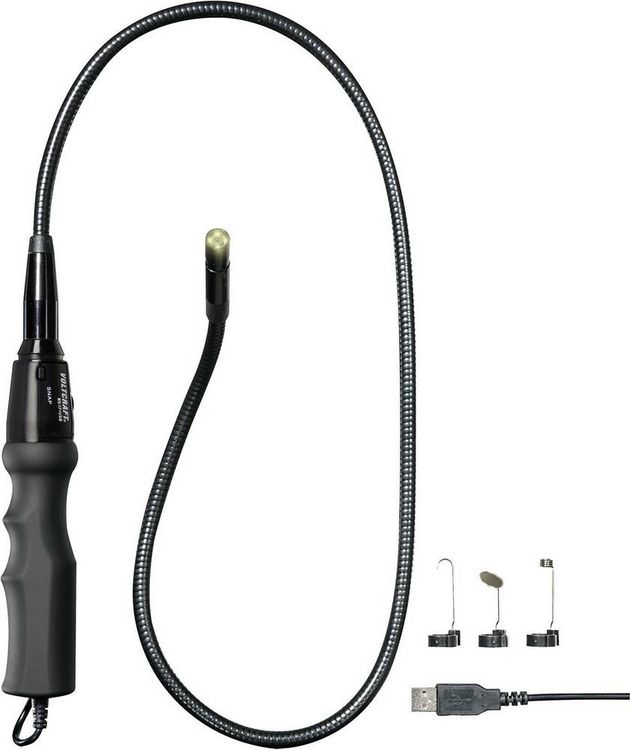 Produktbild: USB-Endoskop VOLTCRAFT BS-17+ Sonden-&Oslash;: 8 mm Sonden-L&auml;nge: 93 cm Bild-Funktion, Video-Funktion, LED-Beleuchtung, Fokussierung