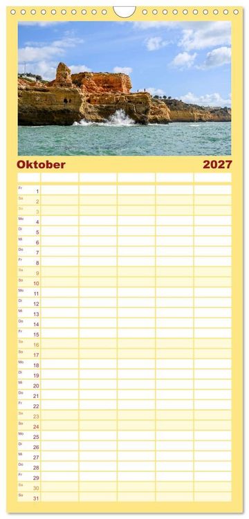 Produktbild: Familienplaner 2027 - Wundervolle Algarve mit 5 Spalten (Wandkalender, 21 x 45 cm) CALVENDO