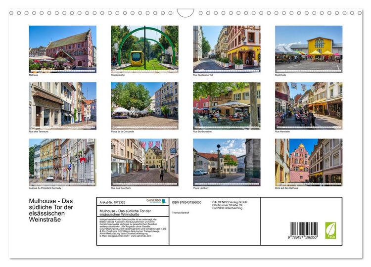 Produktbild: Mulhouse - Das s&uuml;dliche Tor der els&auml;ssischen Weinstra&szlig;e (Wandkalender 2026 DIN A3 quer), CALVENDO Monatskalender