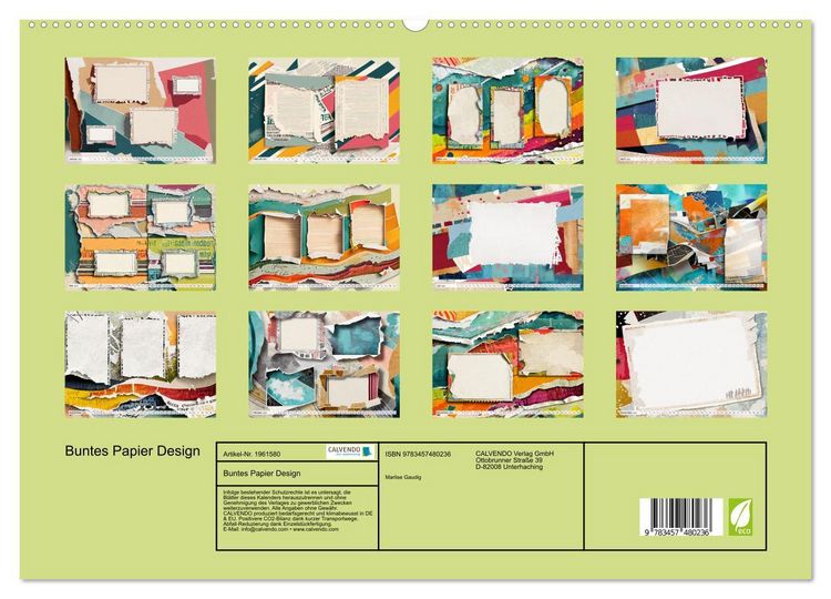 Produktbild: Buntes Papier Design (hochwertiger Premium Wandkalender 2026 DIN A2 quer), Kunstdruck in Hochglanz