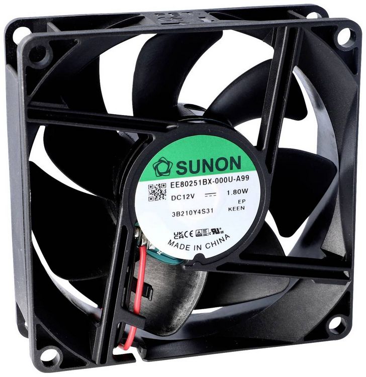 Produktbild: Sunon MF80251V1-1000U-G99 Axiall&uuml;fter 12 V/DC 69.64 m&sup3;/h (L x B x H) 25 x 80 x 80mm