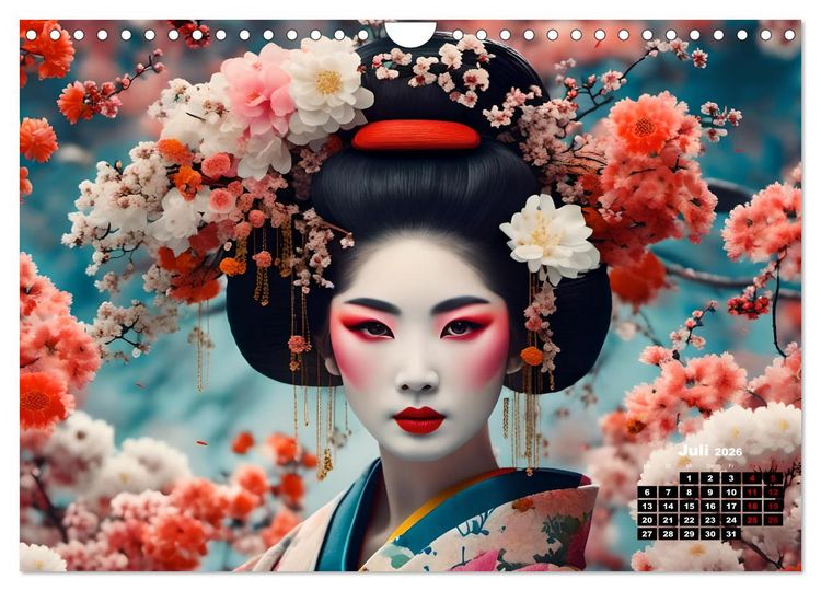 Produktbild: Geishas Portraits von japanischen Gastgeberinnen inspiriert (Wandkalender 2026 DIN A4 quer), CALVENDO Monatskalender