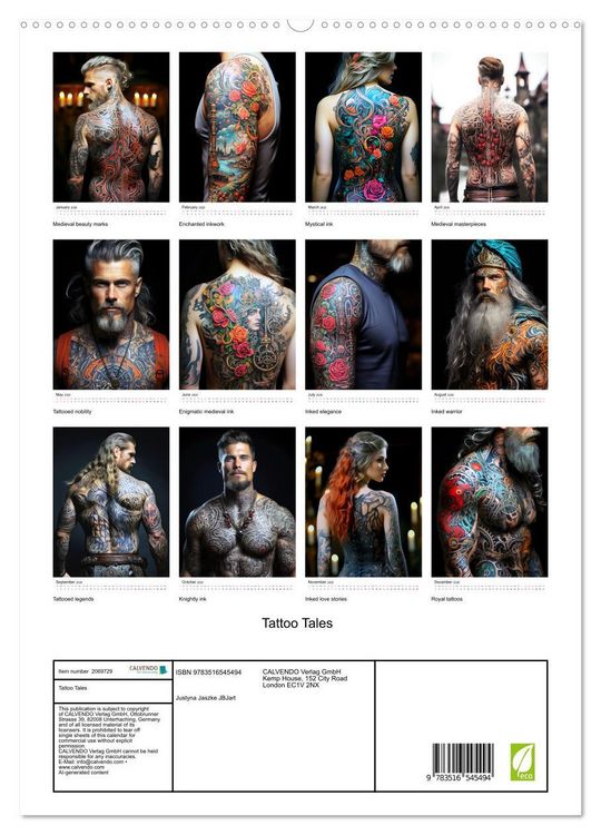 Produktbild: Tattoo Tales (High Quality Premium Wall Calendar 2026 DIN A2 portrait),CALVENDO 12 Month Wall Calendar