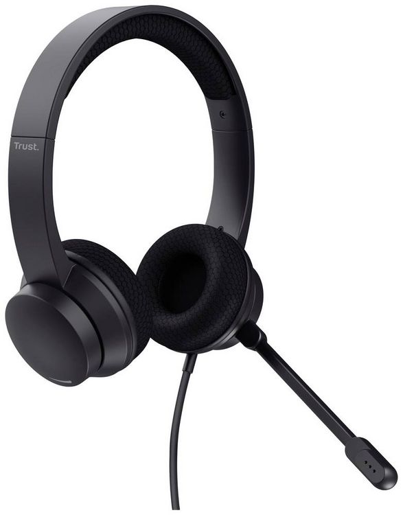 Produktbild: Trust Ayda On Ear Headset kabelgebunden Stereo Schwarz Noise Cancelling Headset, Lautst&auml;rkeregelung, Mikrofon-Stummschaltung Computer