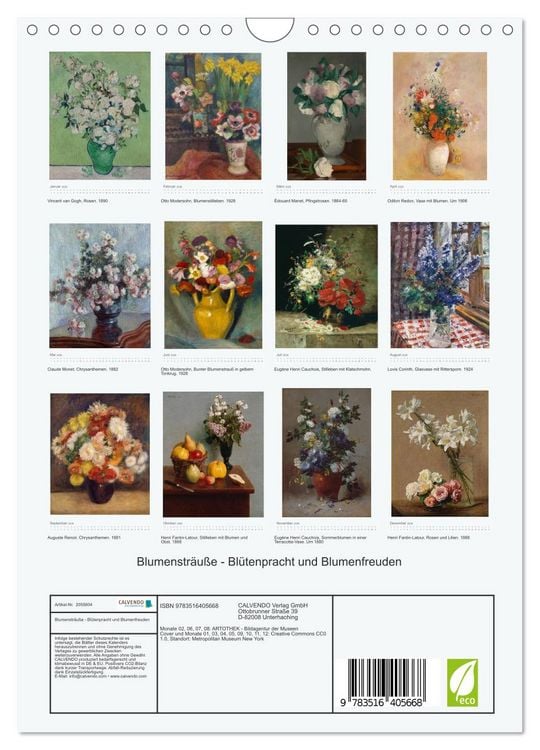 Produktbild: Blumenstr&auml;u&szlig;e - Bl&uuml;tenpracht und Blumenfreuden (Wandkalender 2026 DIN A4 hoch), CALVENDO Monatskalender