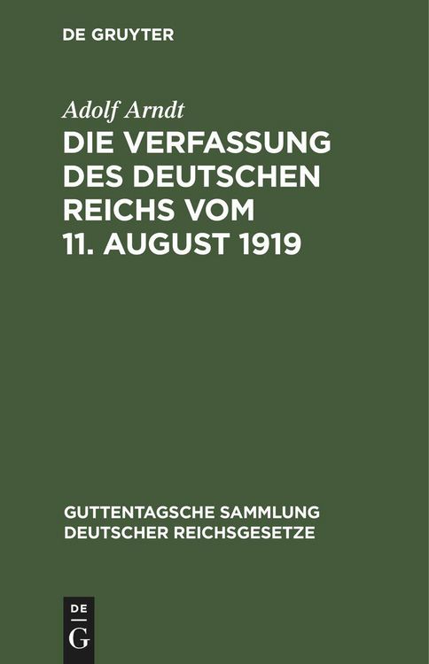 Produktbild: Die Verfassung des Deutschen Reichs vom 11. August 1919