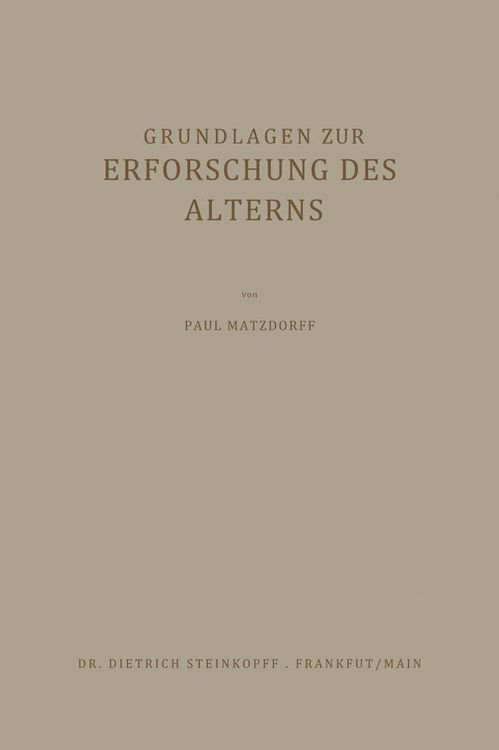 Produktbild: Grundlagen zur Erforschung des Alterns
