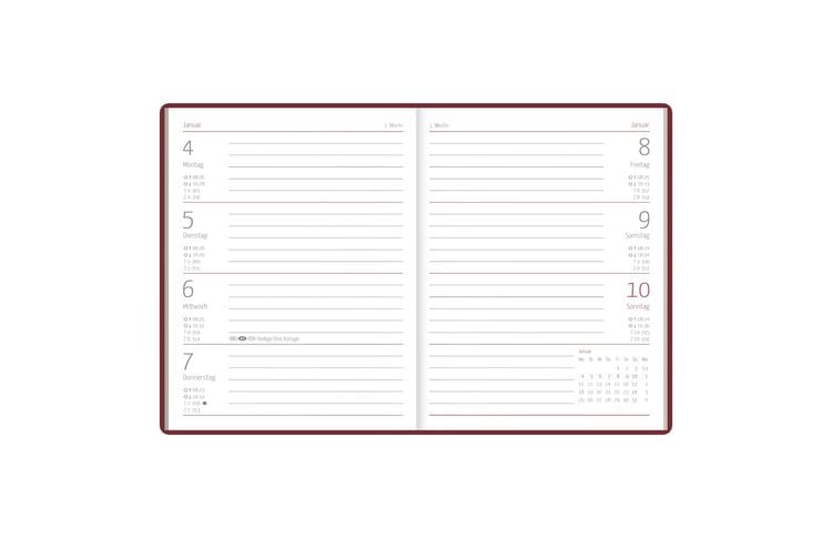 Produktbild: ZETTLER Taschenkalender bordeaux 1W/2S 2027