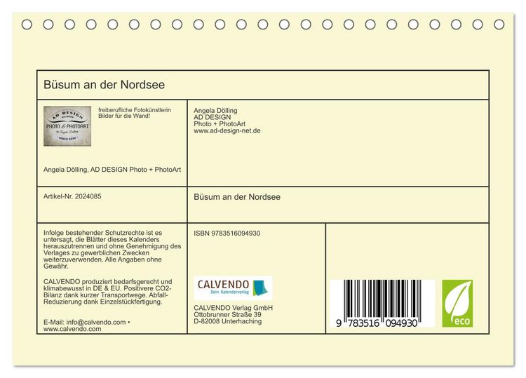 Produktbild: B&uuml;sum an der Nordsee (Tischkalender 2026 DIN A5 quer), CALVENDO Monatskalender