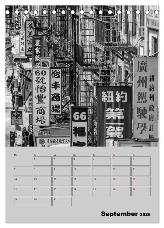 Produktbild: NEW YORK CITY Monochrome Stadtansichten (Tischkalender 2026 DIN A5 hoch), CALVENDO Monatskalender
