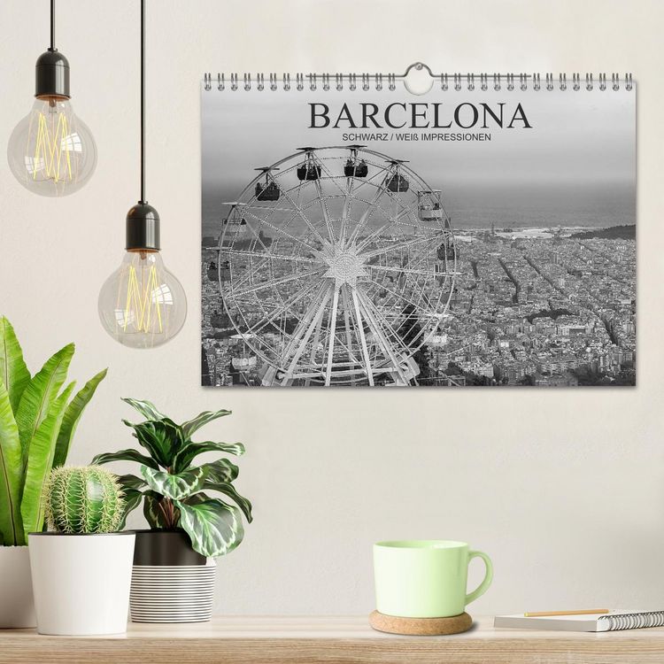 Produktbild: Barcelona Schwarz / Wei&szlig; Impressionen (Wandkalender 2026 DIN A4 quer), CALVENDO Monatskalender