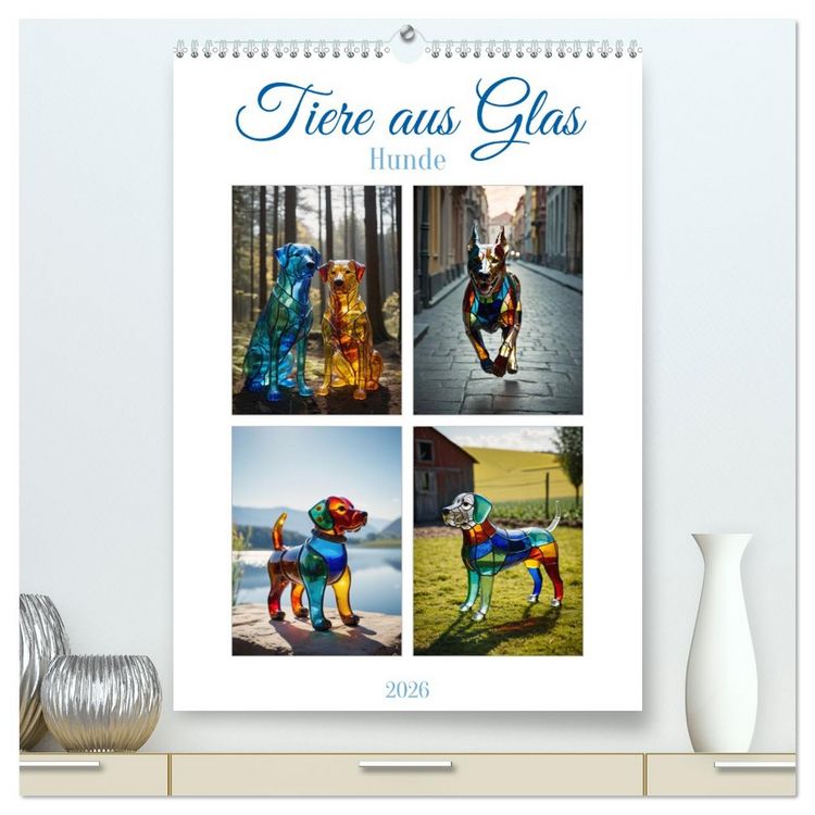 Produktbild: Tiere aus Glas - Hunde (hochwertiger Premium Wandkalender 2026 DIN A2 hoch), Kunstdruck in Hochglanz