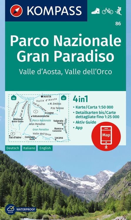 Bild vom Artikel KOMPASS Wanderkarte 86 Parco Nazionale Gran Paradiso, Valle d'Aosta, Valle dell'Orco 1:50.000 vom Autor 