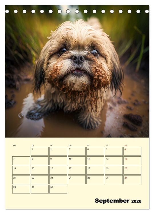 Produktbild: Shih Tzu Alarm. Gl&uuml;ckliche Wuschelk&ouml;pfe (Tischkalender 2026 DIN A5 hoch), CALVENDO Monatskalender
