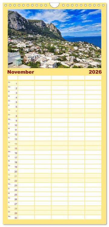 Produktbild: Familienplaner 2026 - Faszinierendes Capri mit 5 Spalten (Wandkalender, 21 x 45 cm) CALVENDO
