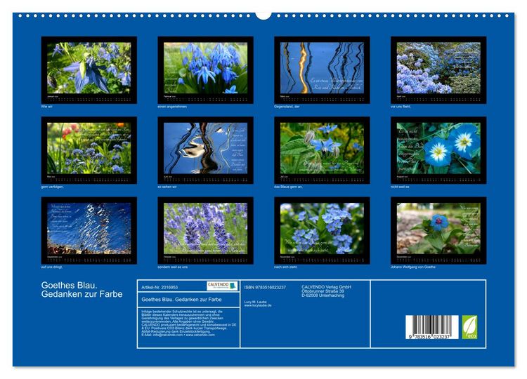 Produktbild: Goethes Blau. Gedanken zur Farbe (hochwertiger Premium Wandkalender 2026 DIN A2 quer), Kunstdruck in Hochglanz