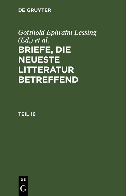 Produktbild: Briefe, die neueste Litteratur betreffend. Teil 16