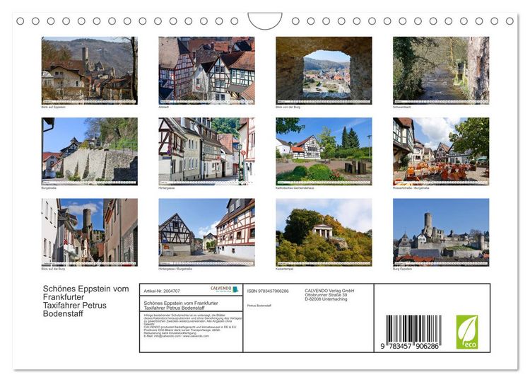 Produktbild: Sch&ouml;nes Eppstein vom Frankfurter Taxifahrer Petrus Bodenstaff (Wandkalender 2026 DIN A4 quer), CALVENDO Monatskalender