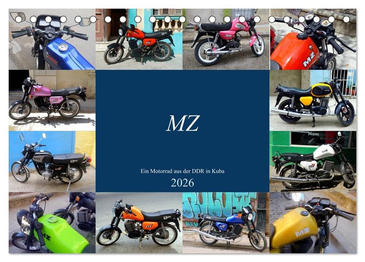 Produktbild: MZ - Ein Motorrad aus der DDR in Kuba (Tischkalender 2026 DIN A5 quer), CALVENDO Monatskalender