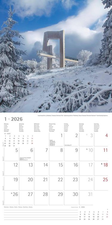 Alpha Edition - Deutschland 2026 Broschürenkalender, 30x30cm, Wandkalender mit Platz für Notizen und Termine, 12 Motive aus Deutschland, Monatsübersic