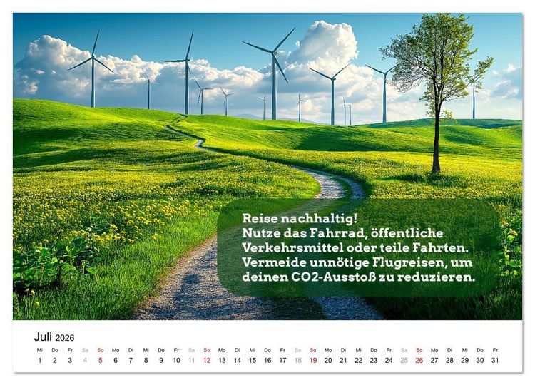 Produktbild: Nachhaltige Neujahrsvors&auml;tze - Der umweltfreundliche Jahreskalender (hochwertiger Premium Wandkalender 2026 DIN A2 quer), Kunstdruck in Hochglanz