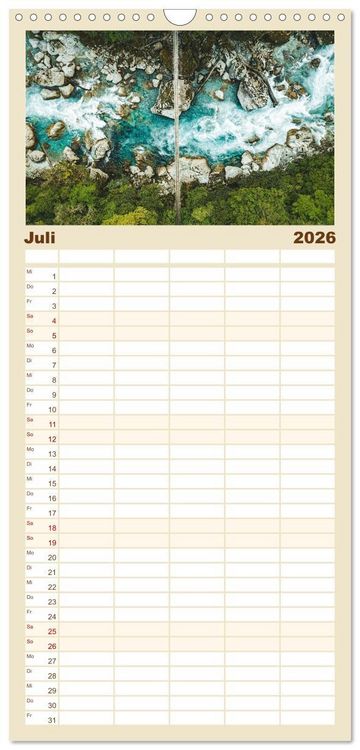Produktbild: Familienplaner 2026 - Neuseeland - Landschaftstr&auml;ume mit 5 Spalten (Wandkalender, 21 x 45 cm) CALVENDO