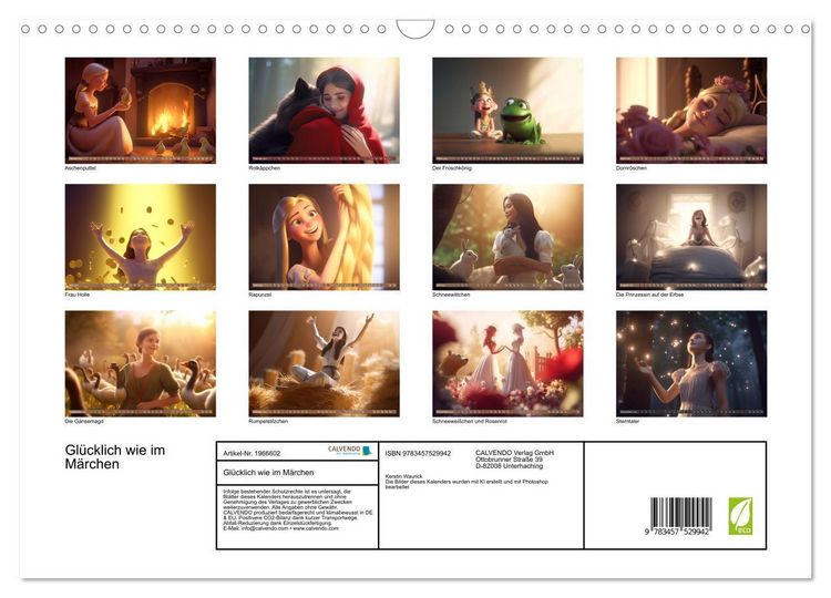 Produktbild: Gl&uuml;cklich wie im M&auml;rchen (Wandkalender 2026 DIN A3 quer), CALVENDO Monatskalender