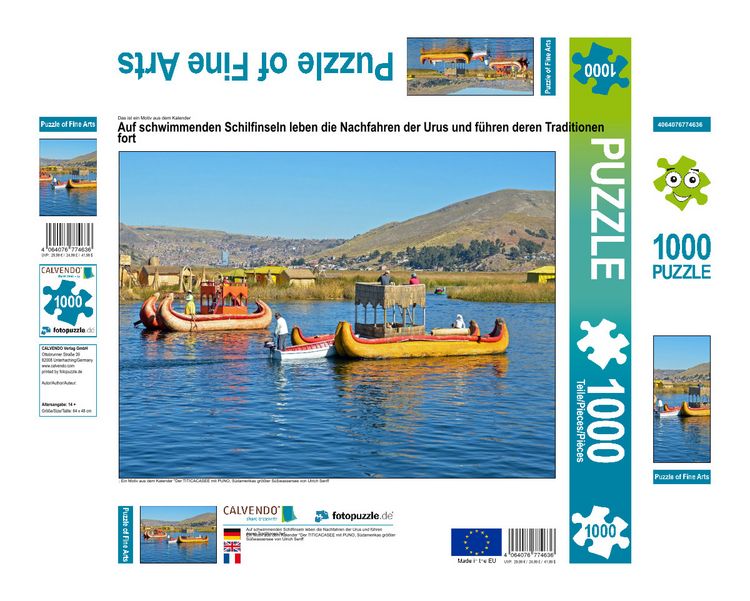 Produktbild: CALVENDO Puzzle Auf schwimmenden Schilfinseln leben die Nachfahren der Urus und f&uuml;hren deren Traditionen fort | 1000 Teile Lege-Gr&ouml;&szlig;e 64x48cm Foto-Puz