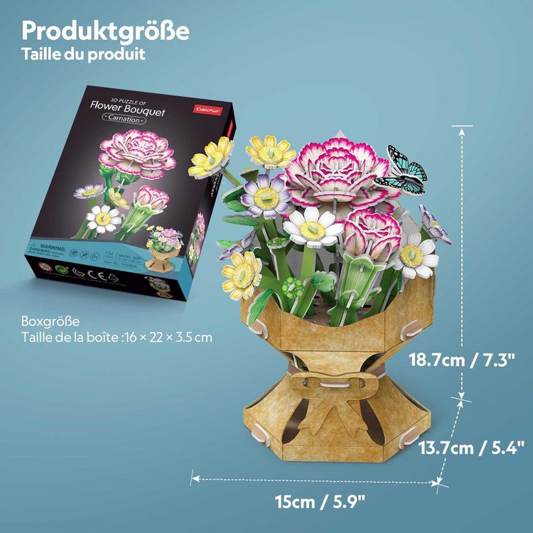 Produktbild: CUBICFUN - 3D Puzzle Blumentopf Nelke 134 Teile