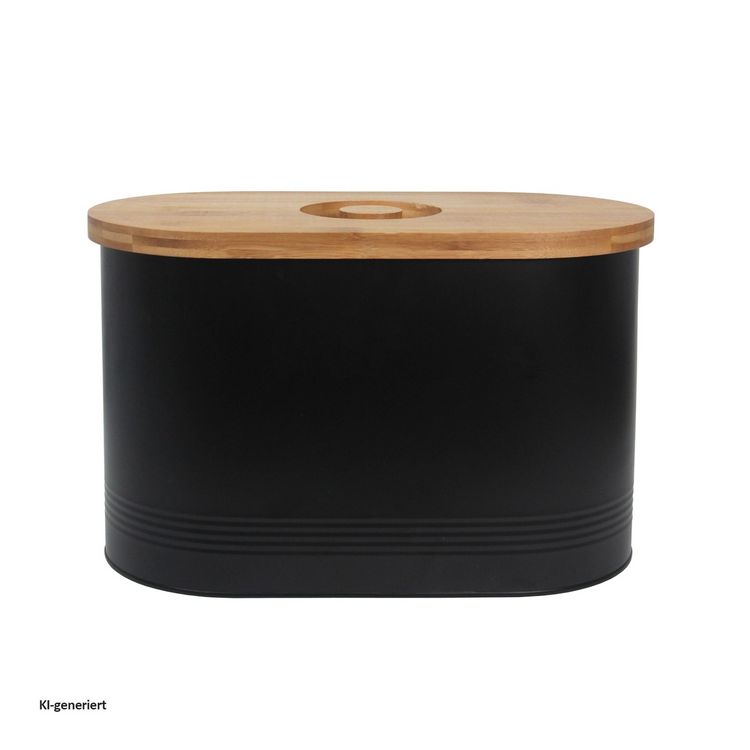 Produktbild: neuetischkultur Brotkasten Schwarz mit Holzdeckel Brotkasten Schwarz mit Holzdeckel