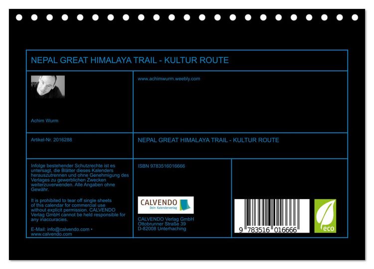 Produktbild: NEPAL GREAT HIMALAYA TRAIL - KULTUR ROUTE (Tischkalender 2026 DIN A5 quer), CALVENDO Monatskalender