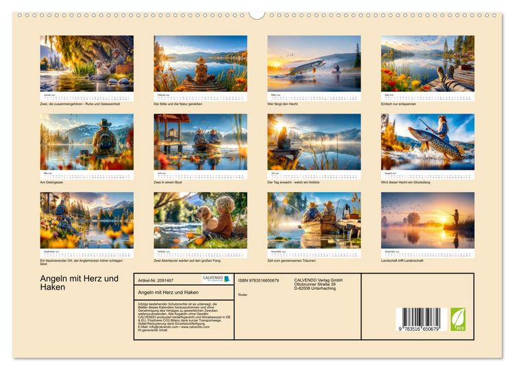 Produktbild: Angeln mit Herz und Haken (hochwertiger Premium Wandkalender 2026 DIN A2 quer), Kunstdruck in Hochglanz