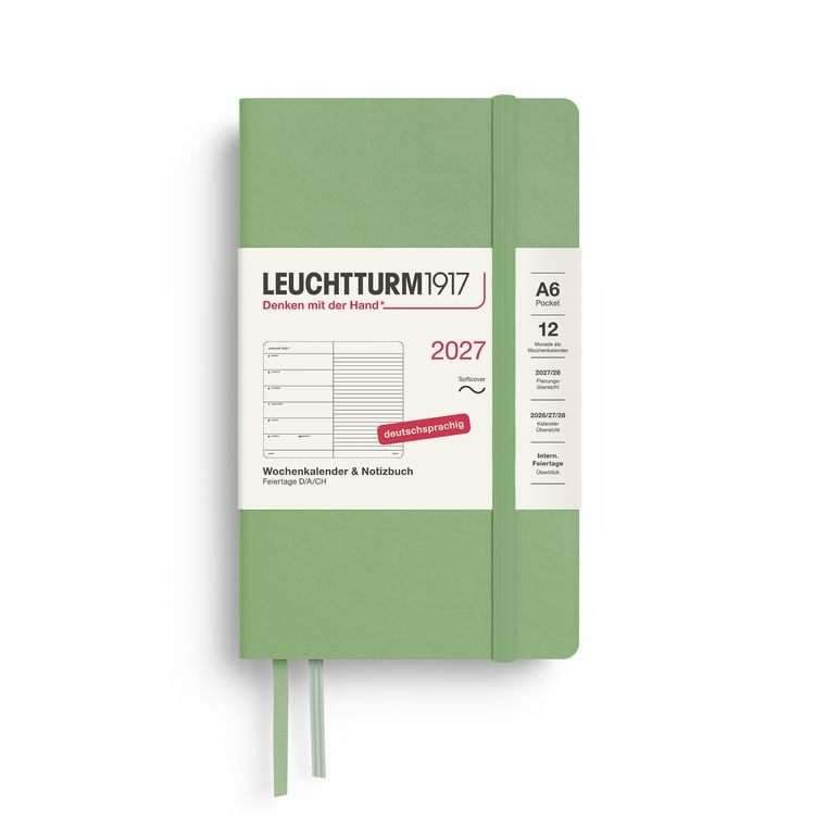 Produktbild: Wochenkalender & Notizbuch Pocket (A6) 2027, Softcover, Salbei, Deutsch