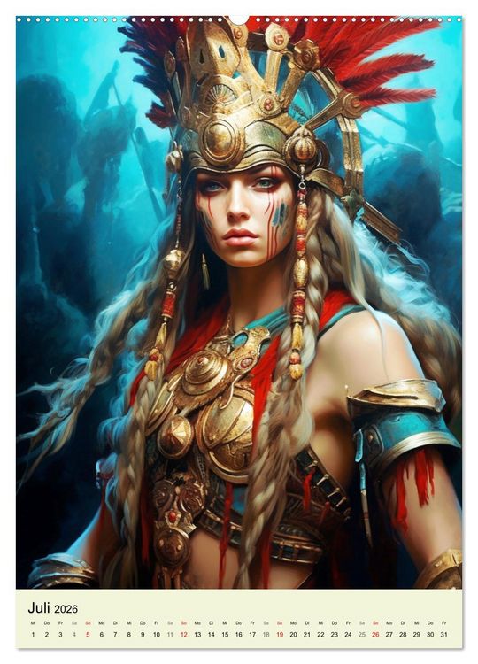 Produktbild: Antike Amazonen. Furchtlose Fantasy-Kriegerinnen (hochwertiger Premium Wandkalender 2026 DIN A2 hoch), Kunstdruck in Hochglanz