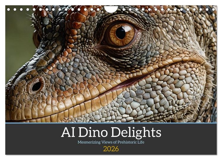 Produktbild: AI Dino Delights Mesmerizing Views of Prehistoric Life (Wall Calendar 2026 DIN A4 landscape), CALVENDO 12 Month Wall Calendar