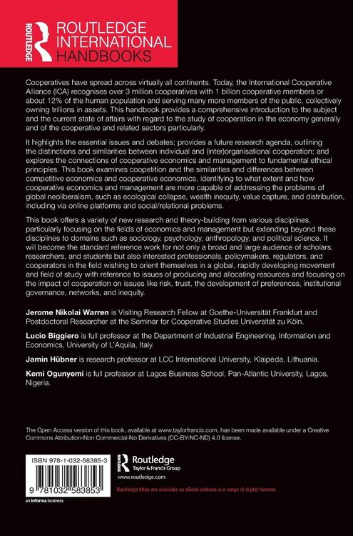 Produktbild: The Routledge Handbook of Cooperative Economics and Management