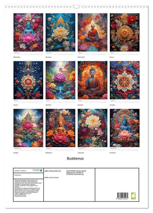 Produktbild: Buddismus (Wandkalender 2026 DIN A2 hoch), CALVENDO Monatskalender