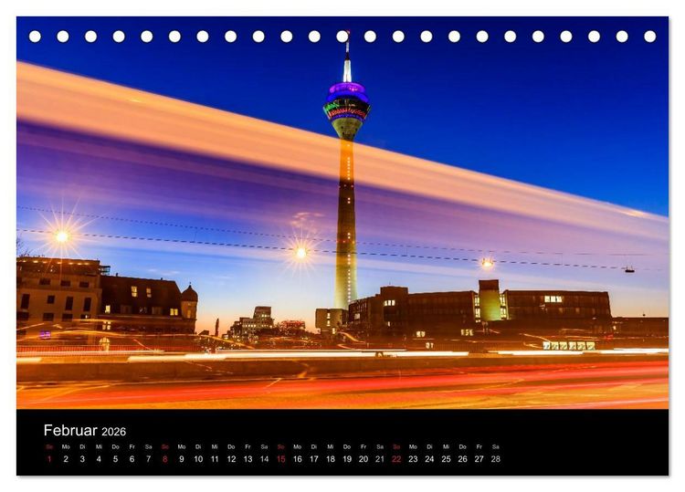 Produktbild: D&uuml;sseldorf bei Nacht (Tischkalender 2026 DIN A5 quer), CALVENDO Monatskalender