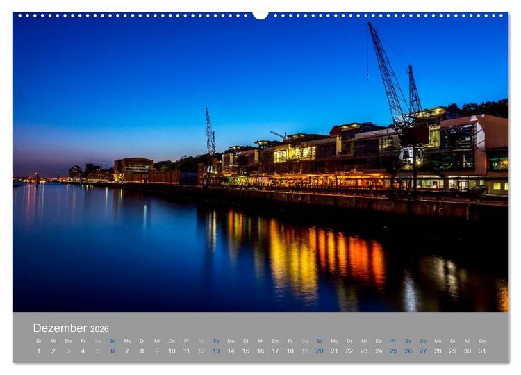 Produktbild: Hamburger Hafen - Im Zauber der Nacht (hochwertiger Premium Wandkalender 2026 DIN A2 quer), Kunstdruck in Hochglanz
