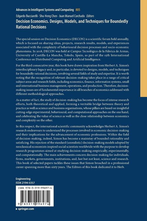 Produktbild: Decision Economics. Designs, Models, and Techniques for Boundedly Rational Decisions