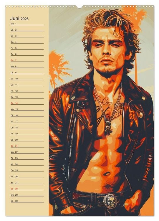Produktbild: Verwegene Jungs. Pin-up-M&auml;nner im Stil der 50er Jahre (hochwertiger Premium Wandkalender 2026 DIN A2 hoch), Kunstdruck in Hochglanz